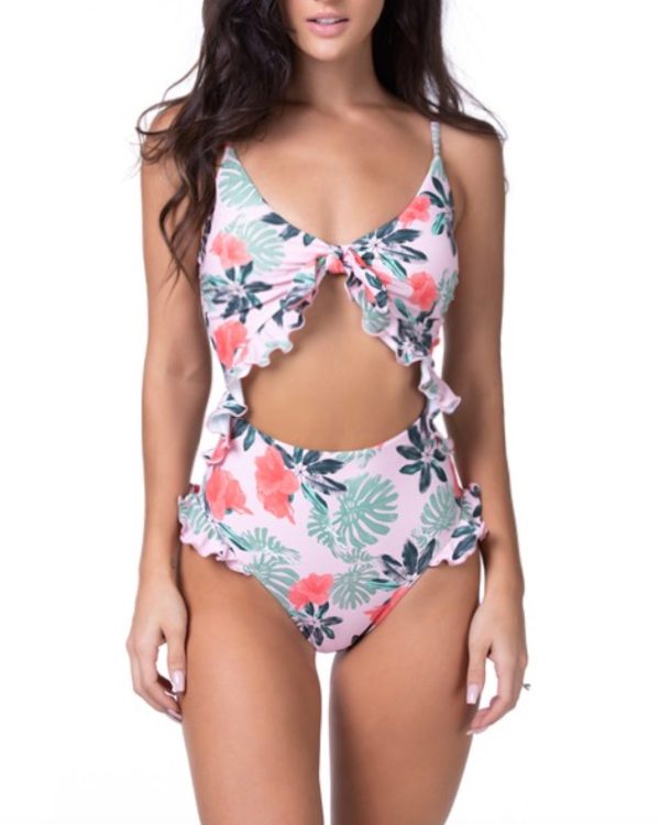 Floral One Piece Swimsuit in Pink